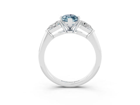 White gold Three-Stone Marquise Cut Aquamarine Ring with Pear Side Stones and Four-Prong Setting_3