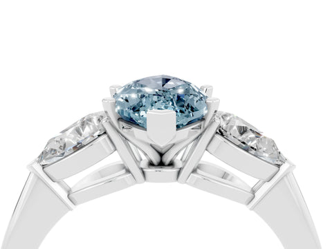White gold Three-Stone Marquise Cut Aquamarine Ring with Pear Side Stones and Four-Prong Setting_4
