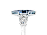 White gold Three-Stone Marquise Cut Aquamarine Ring with Pear Side Stones and Four-Prong Setting_5