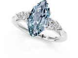 White gold Three-Stone Marquise Cut Aquamarine Ring with Pear  Side Stones in Four-Prong Setting_13