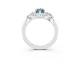 White gold Three-Stone Marquise Cut Aquamarine Ring with Pear  Side Stones in Four-Prong Setting_15