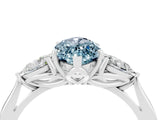 White gold Three-Stone Marquise Cut Aquamarine Ring with Pear  Side Stones in Four-Prong Setting_16