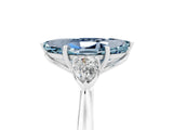 White gold Three-Stone Marquise Cut Aquamarine Ring with Pear  Side Stones in Four-Prong Setting_17