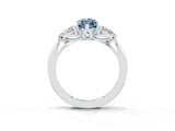 White gold Three-Stone Marquise Cut Aquamarine Ring with Pear  Side Stones in Four-Prong Setting_51