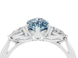 White gold Three-Stone Marquise Cut Aquamarine Ring with Pear  Side Stones in Four-Prong Setting_52