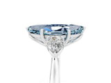 White gold Three-Stone Marquise Cut Aquamarine Ring with Pear  Side Stones in Four-Prong Setting_53