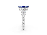 White gold Three-Stone Marquise Cut Blue Sapphire Braided Band Ring with Four-Prong Setting_14