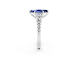 White gold Three-Stone Marquise Cut Blue Sapphire Pavé Band with Four-Prong Setting_2