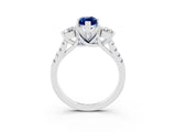 White gold Three-Stone Marquise Cut Blue Sapphire Pavé Band with Four-Prong Setting_3