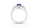 White gold Three-Stone Marquise Cut Blue Sapphire Ring with Pear Side Stones and Four-Prong Setting_3