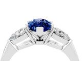 White gold Three-Stone Marquise Cut Blue Sapphire Ring with Pear Side Stones and Four-Prong Setting_4