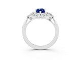 White gold Three-Stone Marquise Cut Blue Sapphire Ring with Pear  Side Stones in Four-Prong Setting_15