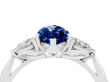 White gold Three-Stone Marquise Cut Blue Sapphire Ring with Pear  Side Stones in Four-Prong Setting_16