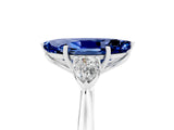 White gold Three-Stone Marquise Cut Blue Sapphire Ring with Pear  Side Stones in Four-Prong Setting_17