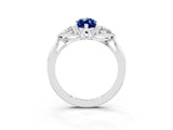 White gold Three-Stone Marquise Cut Blue Sapphire Ring with Pear  Side Stones in Four-Prong Setting_51