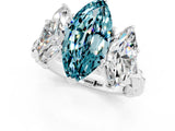 White gold Three-Stone Marquise Cut Blue Topaz Braided Band Ring with Four-Prong Setting_13