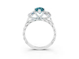 White gold Three-Stone Marquise Cut Blue Topaz Braided Band Ring with Four-Prong Setting_15