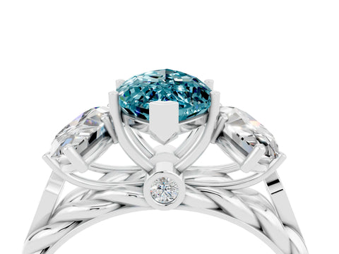 White gold Three-Stone Marquise Cut Blue Topaz Braided Band Ring with Four-Prong Setting_16
