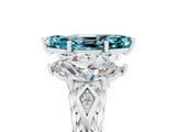White gold Three-Stone Marquise Cut Blue Topaz Braided Band Ring with Four-Prong Setting_17