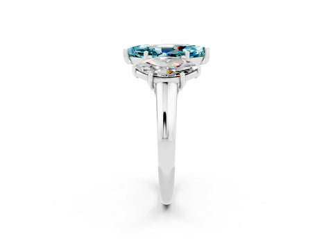 White gold Three-Stone Marquise Cut Blue Topaz Engagement Ring with Prong Setting_2