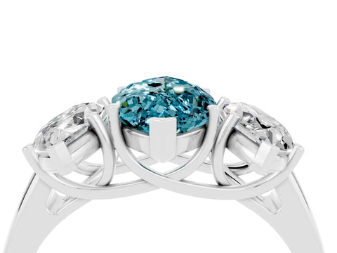 White gold Three-Stone Marquise Cut Blue Topaz Engagement Ring with Prong Setting_4