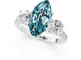 White gold Three-Stone Marquise Cut Blue Topaz Pavé Band with Four-Prong Setting_1