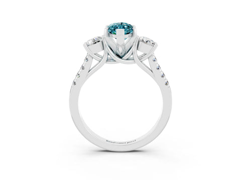 White gold Three-Stone Marquise Cut Blue Topaz Pavé Band with Four-Prong Setting_3