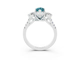 White gold Three-Stone Marquise Cut Blue Topaz Pavé Band with Four-Prong Setting_3