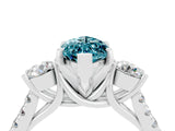 White gold Three-Stone Marquise Cut Blue Topaz Pavé Band with Four-Prong Setting_4