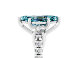White gold Three-Stone Marquise Cut Blue Topaz Pavé Band with Four-Prong Setting_5