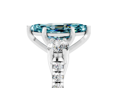 White gold Three-Stone Marquise Cut Blue Topaz Pavé Band with Four-Prong Setting_5