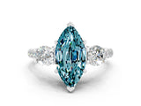 White gold Three-Stone Marquise Cut Blue Topaz Pavé Band with Four-Prong Setting