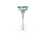 White gold Three-Stone Marquise Cut Blue Topaz Ring with Pavé Band and Prong Setting_14