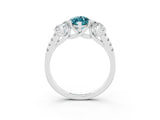 White gold Three-Stone Marquise Cut Blue Topaz Ring with Pavé Band and Prong Setting_15
