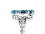 White gold Three-Stone Marquise Cut Blue Topaz Ring with Pavé Band and Prong Setting_17