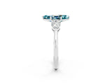 White gold Three-Stone Marquise Cut Blue Topaz Ring with Pear Side Stones and Four-Prong Setting_2