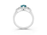 White gold Three-Stone Marquise Cut Blue Topaz Ring with Pear Side Stones and Four-Prong Setting_3