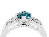 White gold Three-Stone Marquise Cut Blue Topaz Ring with Pear Side Stones and Four-Prong Setting_4