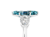 White gold Three-Stone Marquise Cut Blue Topaz Ring with Pear Side Stones and Four-Prong Setting_5