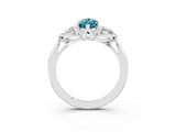 White gold Three-Stone Marquise Cut Blue Topaz Ring with Pear  Side Stones in Four-Prong Setting_15