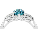 White gold Three-Stone Marquise Cut Blue Topaz Ring with Pear  Side Stones in Four-Prong Setting_16