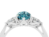 White gold Three-Stone Marquise Cut Blue Topaz Ring with Pear  Side Stones in Four-Prong Setting_52