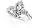 White gold Three-Stone Marquise Cut Brilliant Diamond Solitaire Ring with Tapered Band and Four-Prong Setting_14