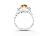 White gold Three-Stone Marquise Cut Citrine Braided Band Ring with Four-Prong Setting_15