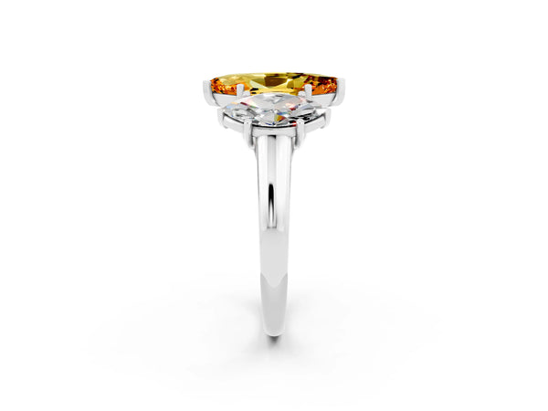 White gold Three-Stone Marquise Cut Citrine Engagement Ring with Prong Setting