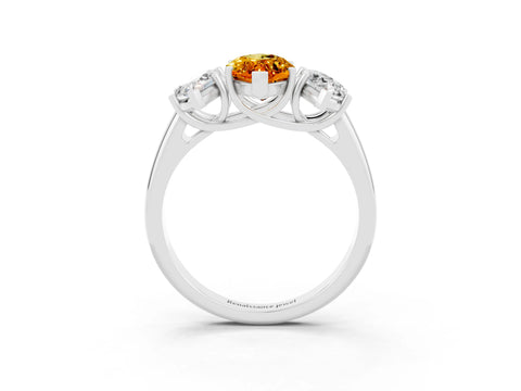 White gold Three-Stone Marquise Cut Citrine Engagement Ring with Prong Setting_3