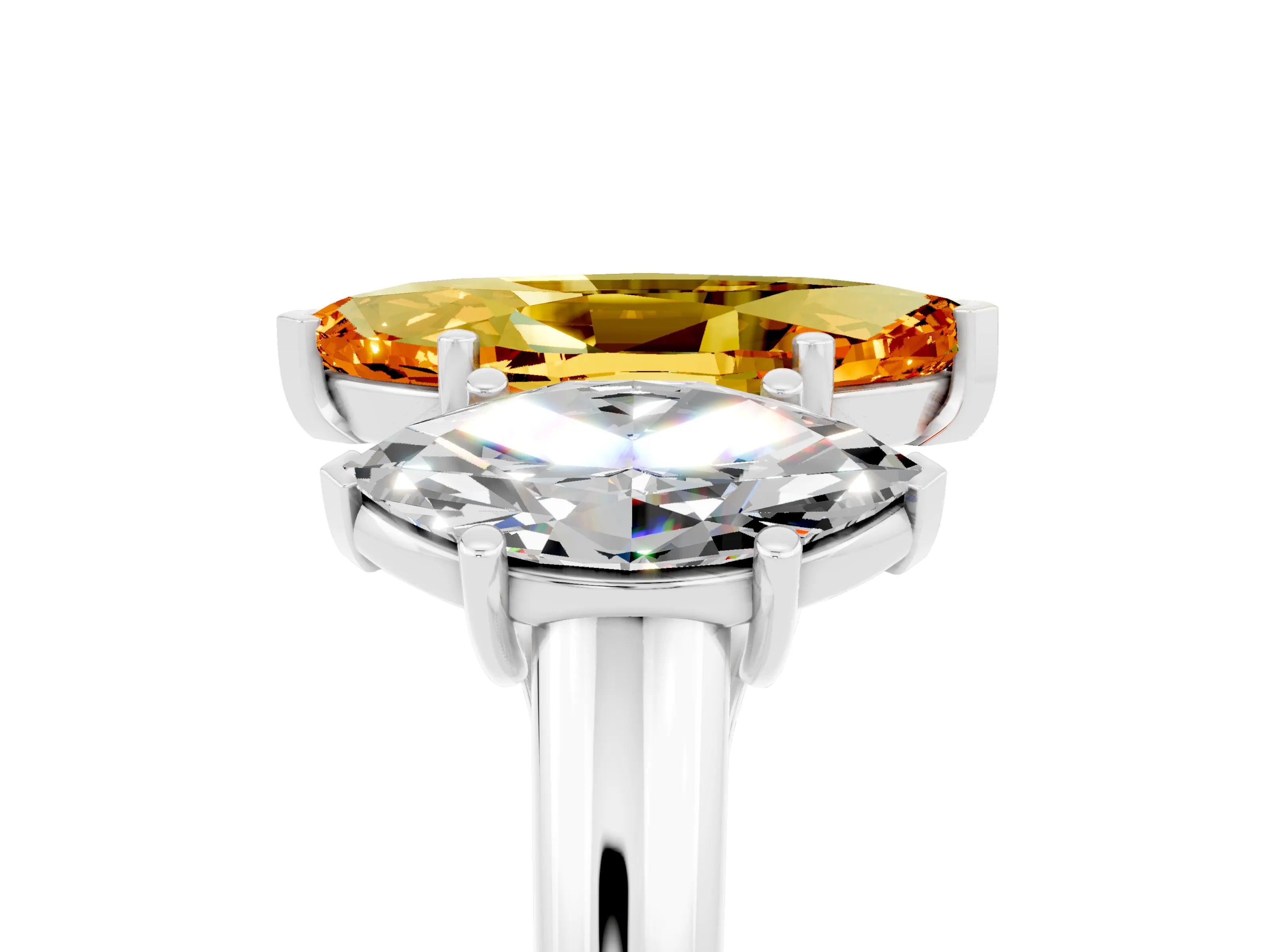 White gold Three-Stone Marquise Cut Citrine Engagement Ring with Prong Setting_5