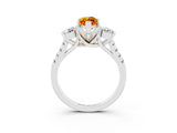 White gold Three-Stone Marquise Cut Citrine Pavé Band with Four-Prong Setting_3