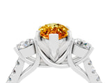 White gold Three-Stone Marquise Cut Citrine Pavé Band with Four-Prong Setting_4