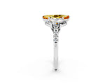 White gold Three-Stone Marquise Cut Citrine Ring with Pavé Band and Prong Setting_14